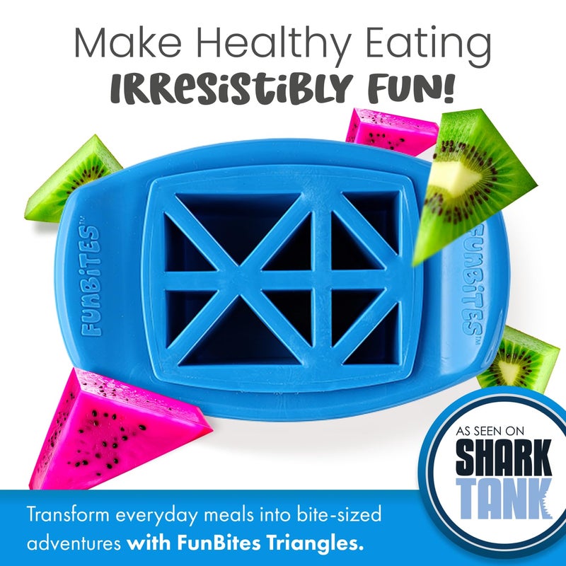 FUNBITES Sandwich Cutter for Kids Lunch, Mini Cookie Cutters, Bento Box Accessories, Cuts Food into Bite-Size Shapes for Toddler Lunch, Great for picky eaters - Blue Triangles 1pk - Image 2